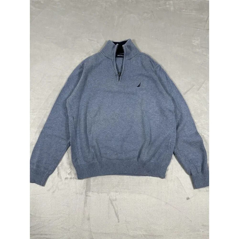 Nautica Mens Blue 1/4 Zip Pullover‎ Sweater Size M
